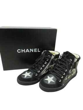Chanel Paris Dallas Star CC Logo Double Zip High Cut Sneakers